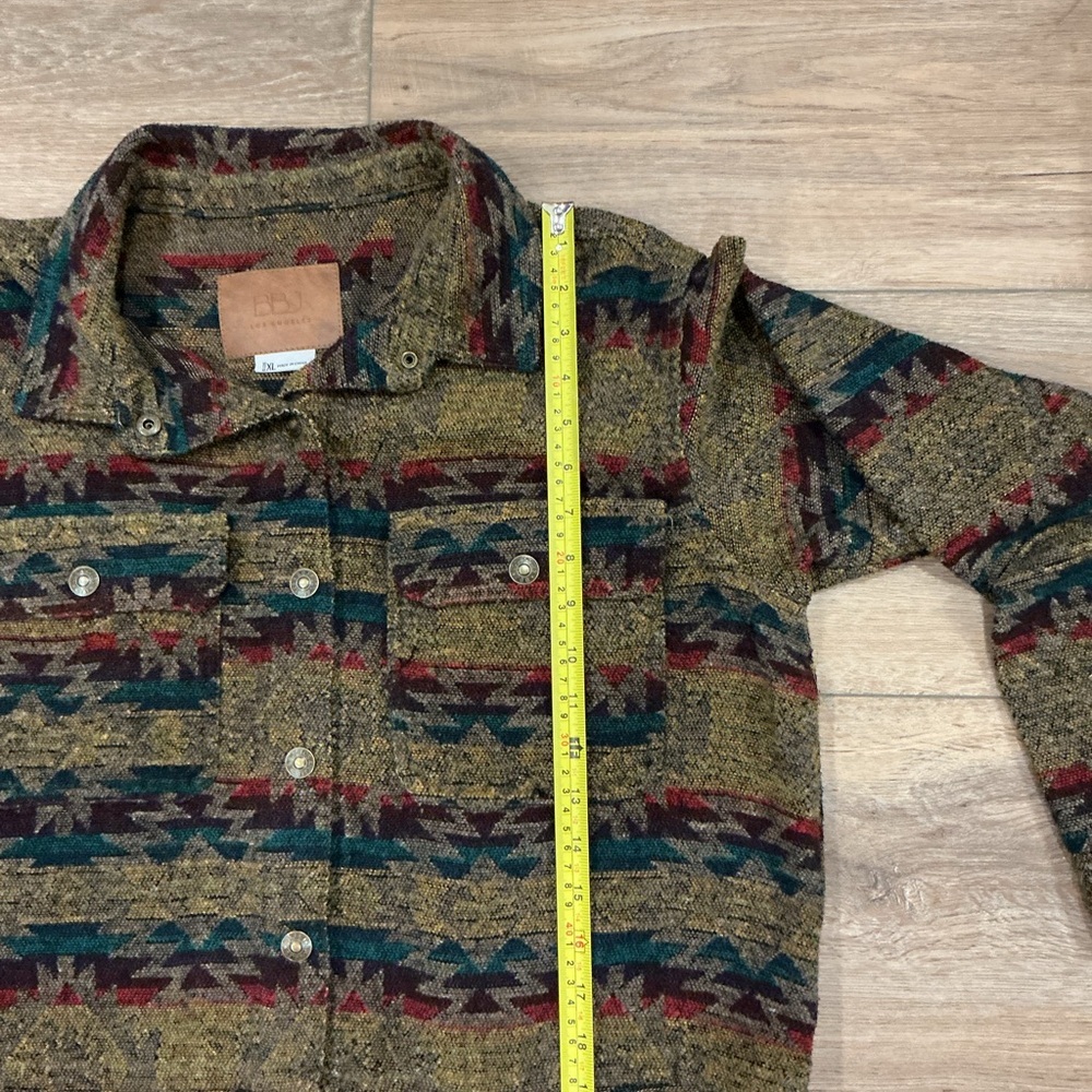 BBJ Los Angeles women’s Aztec Print Knit Snap Cropped Jacket, size XL - Picture 7 of 10